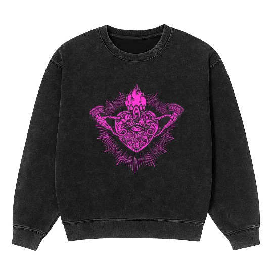 Sacred Heart Claddagh Symbol Pink Mineral Wash Sweatshirts