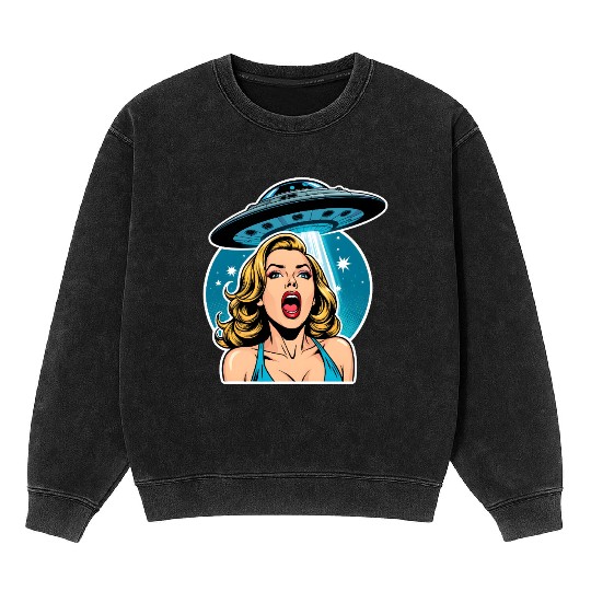 Sexy girl is afraid of alien abduction. Mineral Wash Sweatshirts
