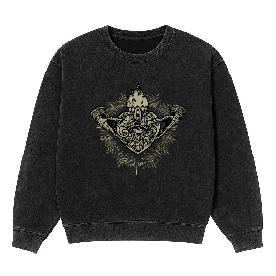 Sacred Heart Claddagh Symbol - Gold Mineral Wash Sweatshirts