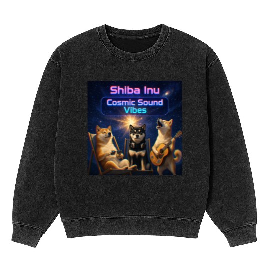 Shiba Inu Cosmic Sound – Chill Dog Band Mineral Wash Sweatshirts