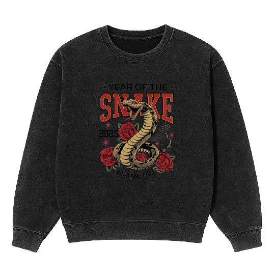 Snake Year of the Snake 2025 Tattoo Design Mineral Wash Sweatshirts