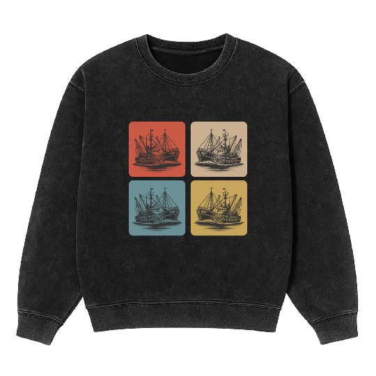 Vintage fishing boat - Maritime Nostalgia Mineral Wash Sweatshirts
