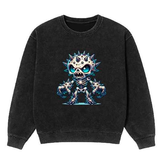 Spiked Bone Monster – Creepy Skeleton Beast Mineral Wash Sweatshirts