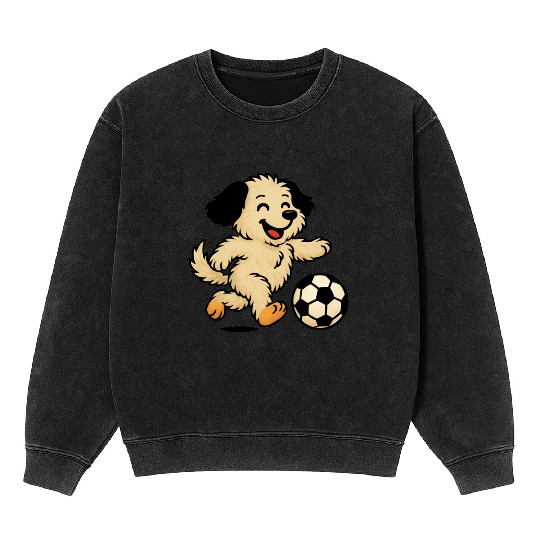Puppy playing Soccer Mineral Wash Sweatshirts
