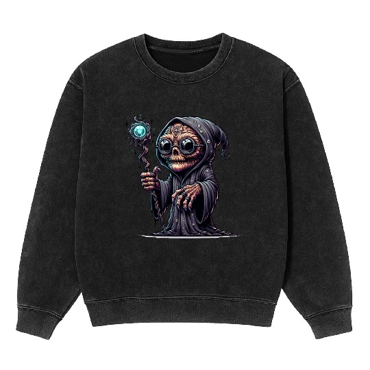 Cosmic Skull Wizard – Creepy Arcane Sorcerer Mineral Wash Sweatshirts