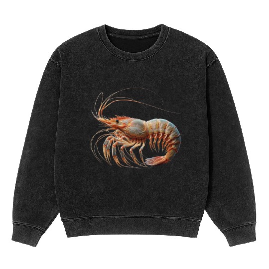 Ocean Elegance : The Grace of a Shrimp Mineral Wash Sweatshirts