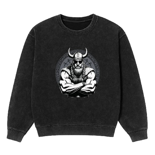 Viking Warrior Man Odin Thor Norman Walhalla Mineral Wash Sweatshirts