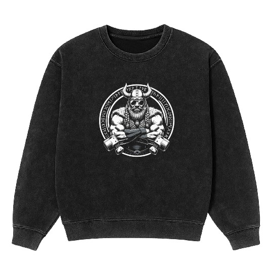 Viking Warrior Man Odin Thor Norman Walhalla Mineral Wash Sweatshirts