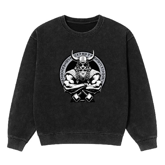 Viking Warrior Man Odin Thor Norman Walhalla Mineral Wash Sweatshirts