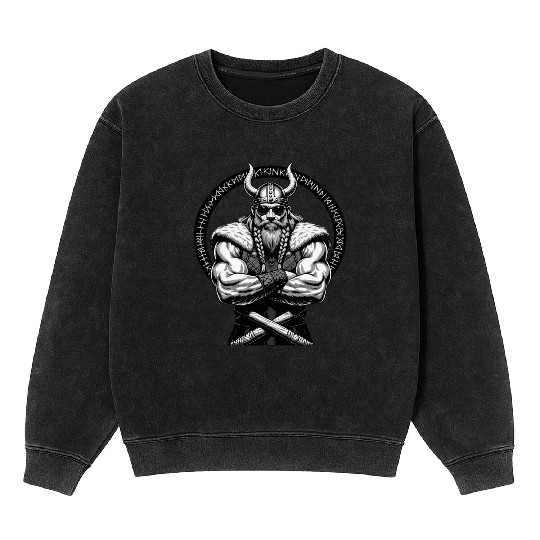 Viking Warrior Man Odin Thor Norman Walhalla Mineral Wash Sweatshirts