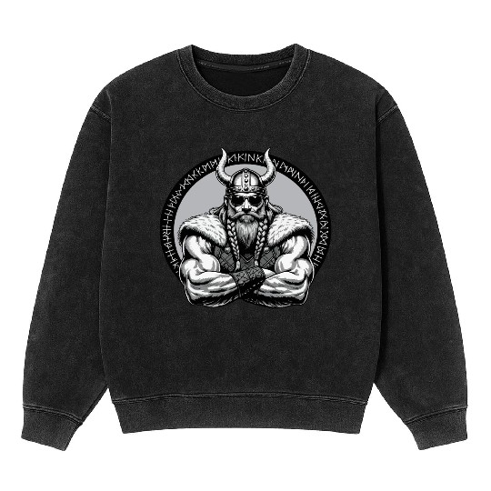 Viking Warrior Man Odin Thor Norman Walhalla Mineral Wash Sweatshirts