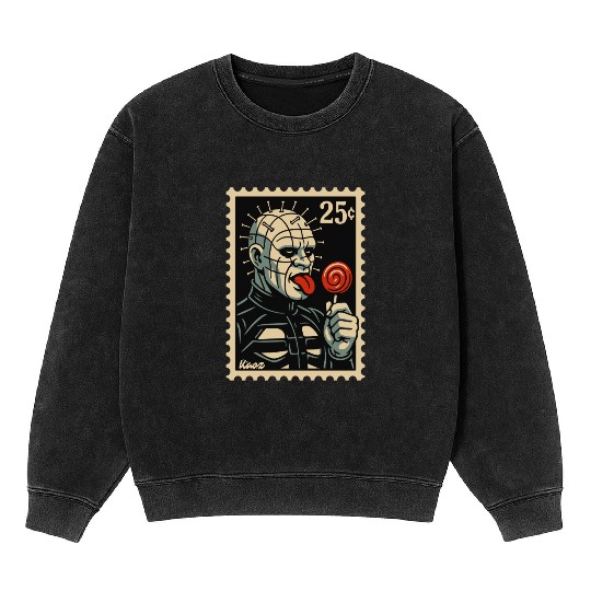 stamp of a horror lollipop licker raising hell Mineral Wash Sweatshirts