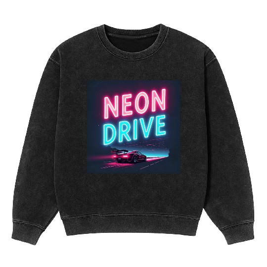 Neon Drive - Retro Synthwave Design Mineral Wash Sweatshirts