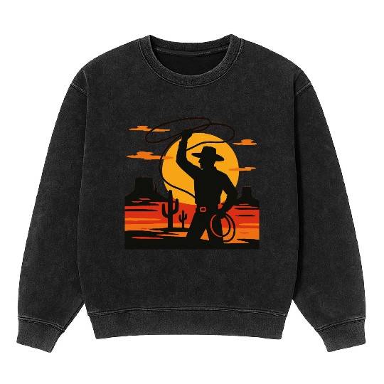 Lasso the Sunset Cowboy Mineral Wash Sweatshirts