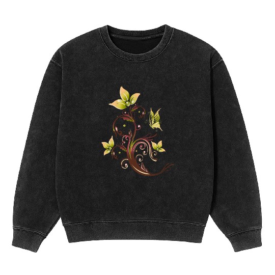 Whimsical Blossom Butterfly Elegant Nature Mineral Wash Sweatshirts