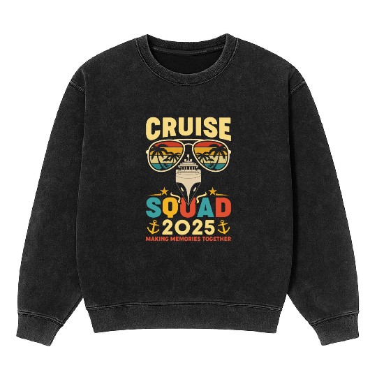 Cruise Squad 2025 Retro Vacation Gifts Mineral Wash Sweatshirts