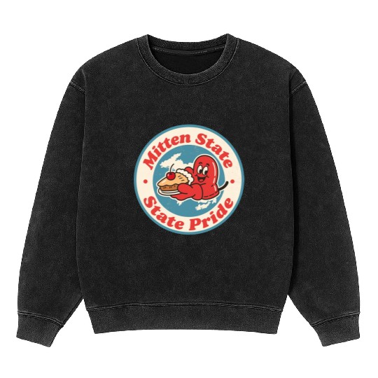 Great Lakes Charm Michigan Mitten Vintage Style Mineral Wash Sweatshirts