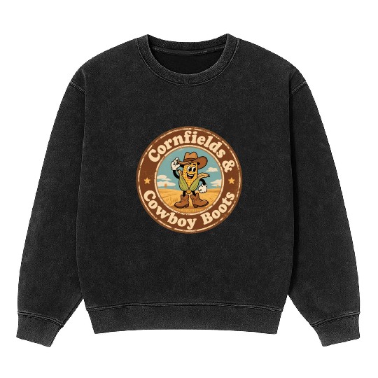 Heart of Nebraska Cornfield Charm Vintage Style Mineral Wash Sweatshirts