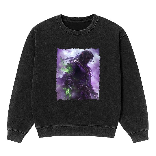 Shadow Elf with Purple Aura and Magic Power Mineral Wash Sweatshirts