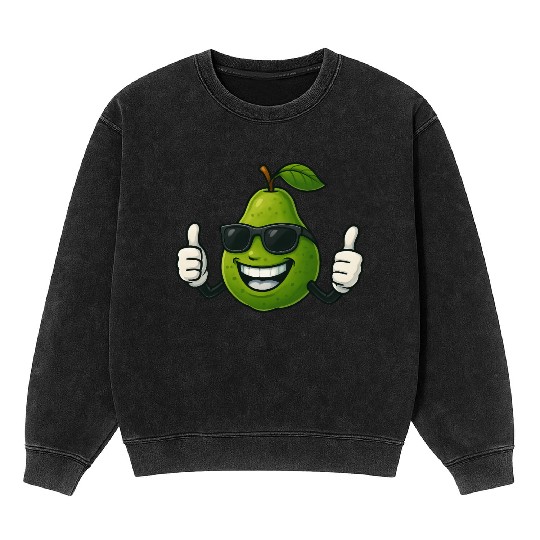 Cute cartoon pear guava fruit summer joy Mineral Wash Sweatshirts