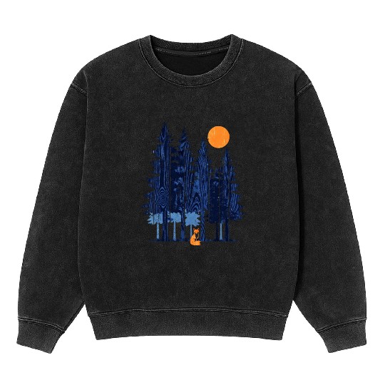 Fox in Sunset Forest Mineral Wash Sweatshirts