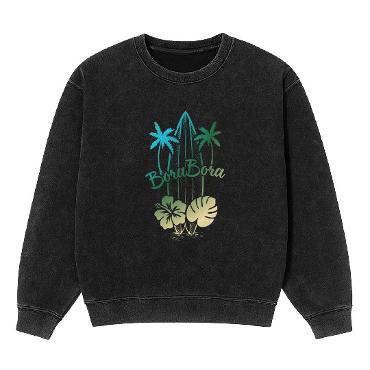 Bora Bora Surf Paradise Tropical Island Vacation Mineral Wash Sweatshirts