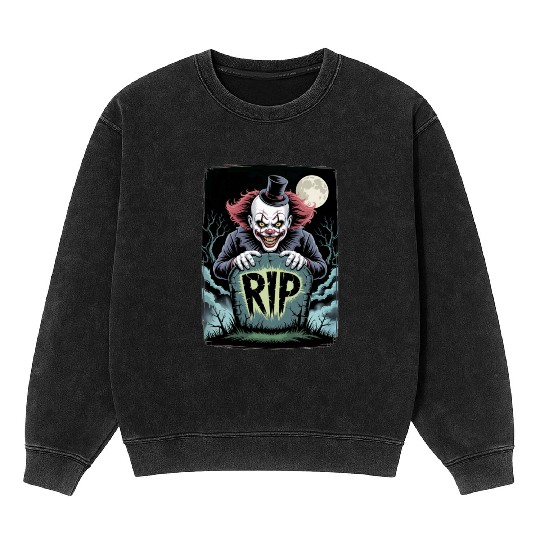 Halloween Horror Scary Thriller Trick Or Treat Mineral Wash Sweatshirts