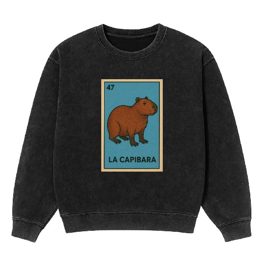 LA CAPIBARA - THE CAPYBARA - LOTERÍA CARD Mineral Wash Sweatshirts