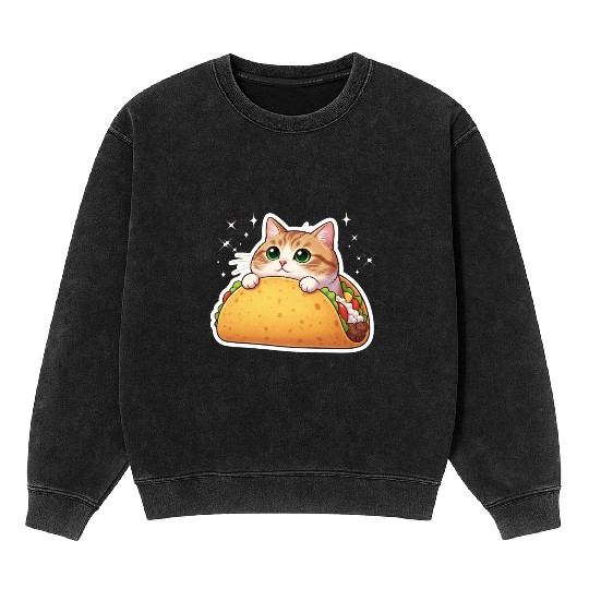 Taco Cat | Cute Kitty in a Taco | Purrfectly Tasty Mineral Wash Sweatshirts