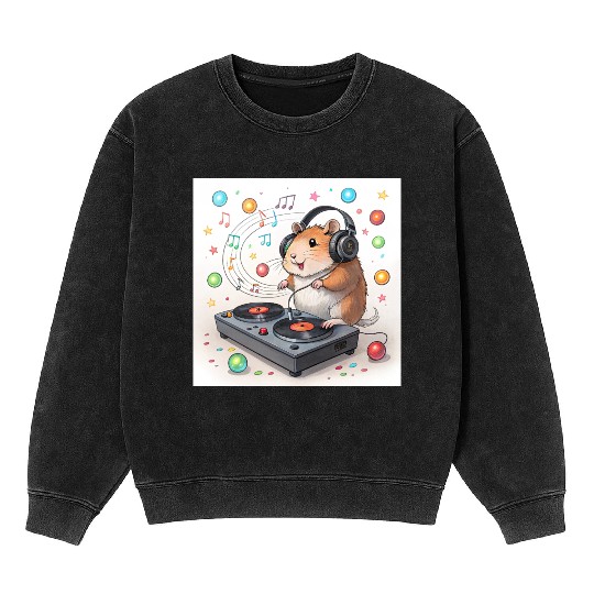DJ Hamster – Tiny Paws, Big Beats! Mineral Wash Sweatshirts