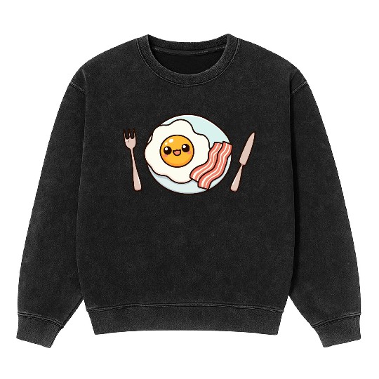 Whimsical Sunny Side Fried Egg Design Mineral Wash Sweatshirts