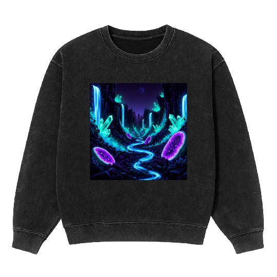 Bioluminescent Crystal Valley Mineral Wash Sweatshirts