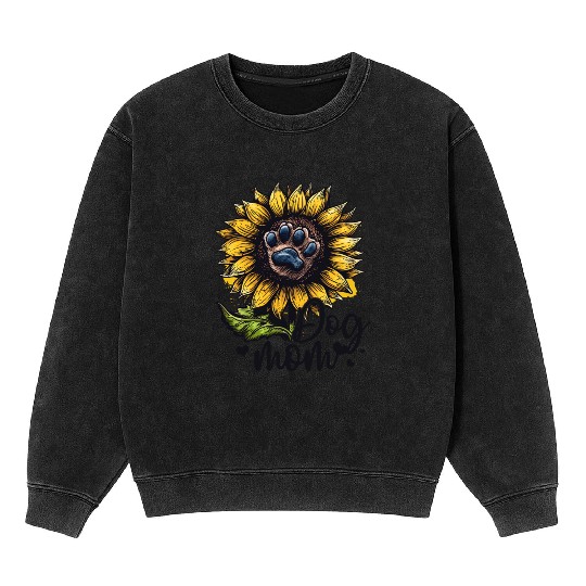 Dog Mom Sunflower Dog Lover Mineral Wash Sweatshirts