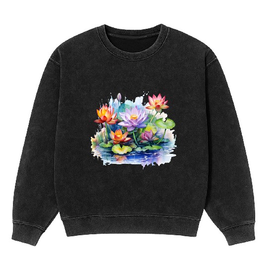 Retro Zen Lotus Buddha Meditate Mineral Wash Sweatshirts