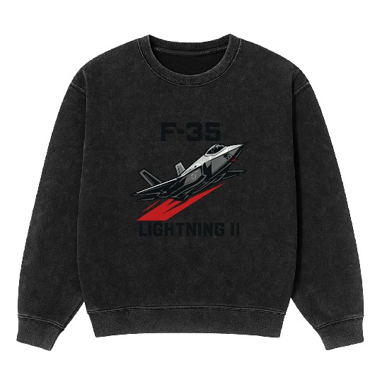 F-35 Lightning II Stealth Fighter Jet Art Mineral Wash Sweatshirts