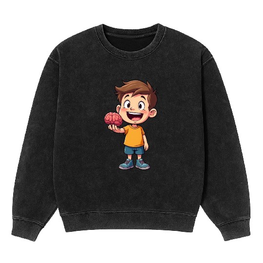 Brainy Kid – Smart Boy Design Mineral Wash Sweatshirts