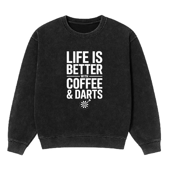Coffee and Darts Caffeine Dart Player Mineral Wash Sweatshirts