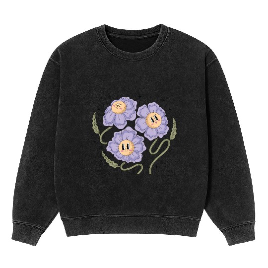 Positive Vibes – 90s Flower Power Design Mineral Wash Sweatshirts