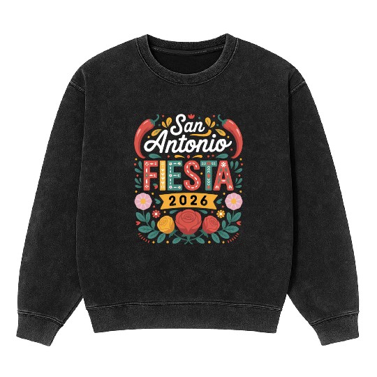 San Antonio 2026 Fiesta Cinco De Mayo Texas Mineral Wash Sweatshirts