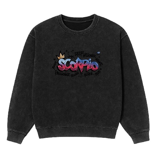 Scorpio Graffiti Zodiac Art Mineral Wash Sweatshirts