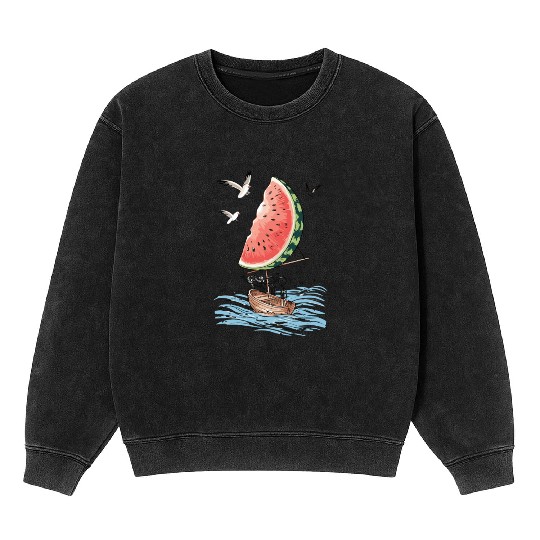 Watermelon Sail Adventure: Nautical Fun Meets Mineral Wash Sweatshirts