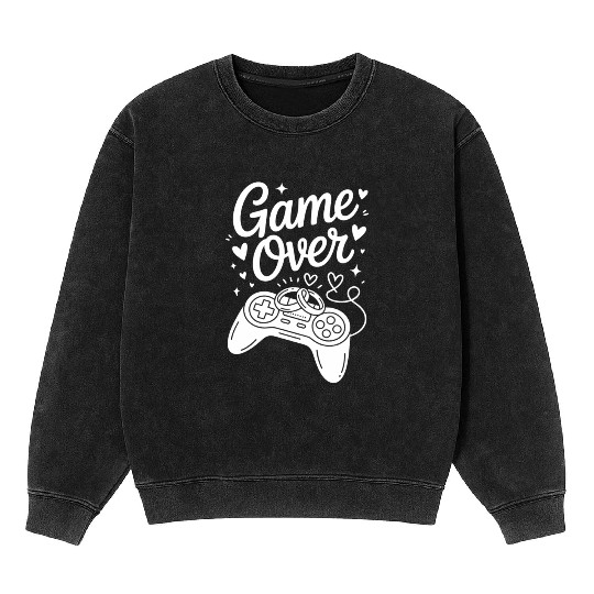 Game Over Wedding Gamer Rings Controller Mineral Wash Sweatshirts