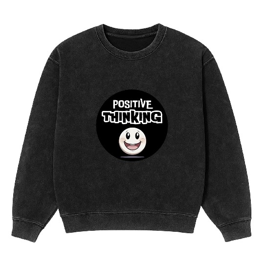 Smiling Character Positive Thinking Design Mineral Wash Sweatshirts