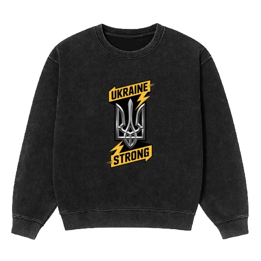 Ukraine Strong Trident Power Ukrainian Support Sym Mineral Wash Sweatshirts