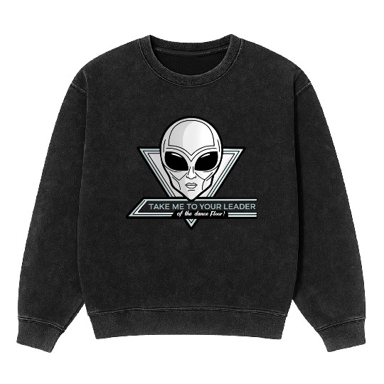 Take Me To Your Leader Alien Rave Retro 2000s Y2K Mineral Wash Sweatshirts