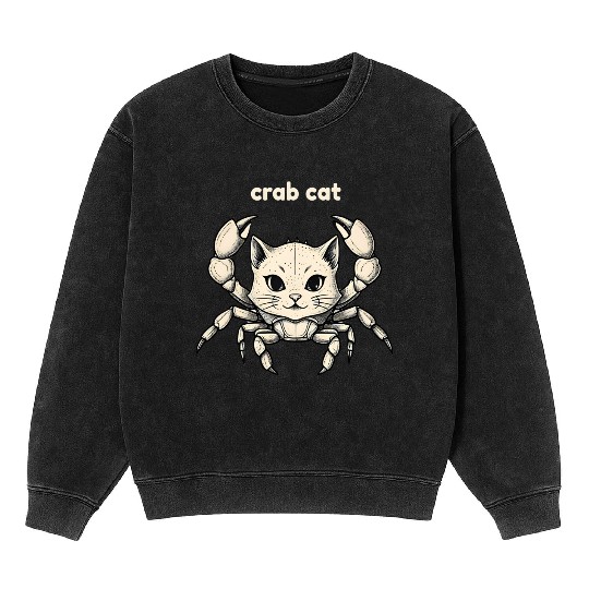 Funny Crab Cat Hybrid Mineral Wash Sweatshirts – Hilarious Animal