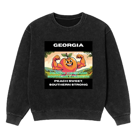 Georgia Peach State Art Mineral Wash Sweatshirts