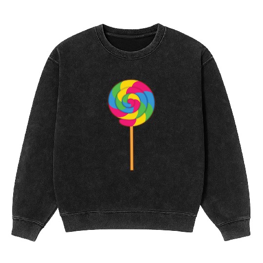 Lollipop Rainbow Sucker Candy Halloween Costume Mineral Wash Sweatshirts
