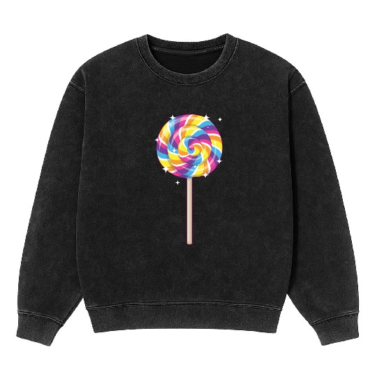 Cute Lollipop Design Lollipop Candy Lover 01 Mineral Wash Sweatshirts