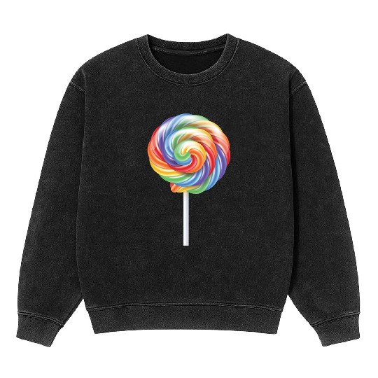 Lollipop Rainbow Sucker Candy Costume Halloween Mineral Wash Sweatshirts